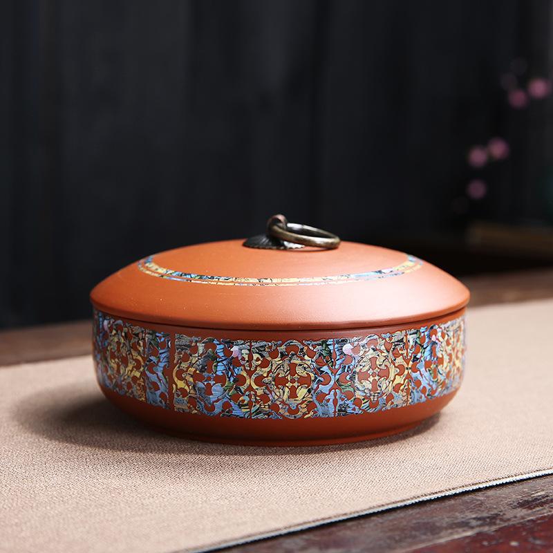 Ceramic Storage Jar Large Size Sealed Tea Container Purple Clay Tea Tank   White Tea Cake Pu'er Storage Jar Household Organizer