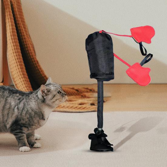 Cat Boxing Gloves Toy with Firm Suction Cup Spring Bounce Action Interactive Kitten Punching Bag Toy