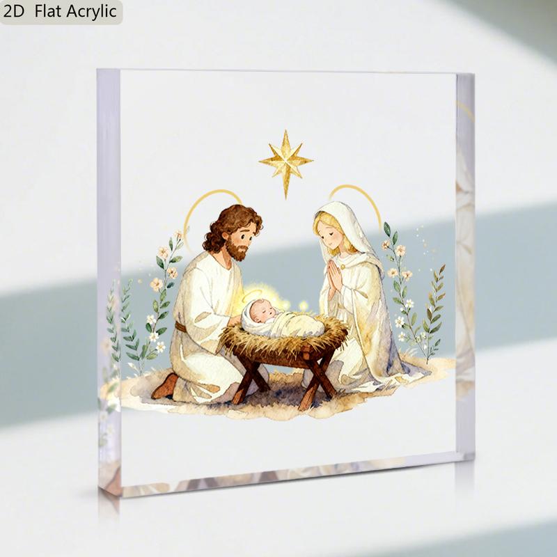 

Nativity Scene Tabletop Decoration - Religious Ornament with Mary, Christ & Angels, Christian Holiday Gift for Family, Home Decor, Artistic Craf 10*10cm