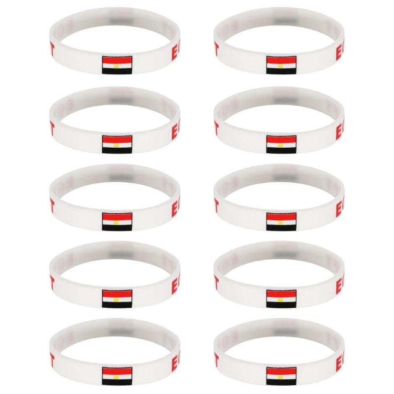 Set Of 10 Piece Vibrant Silicone Wristbands With 2026 Sports Event Country Flags Ideal For Gifts And Parties