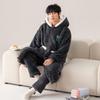 Men's Thick Flannel Fleece Pajama and Bathrobe Set - Autumn/Winter Homewear