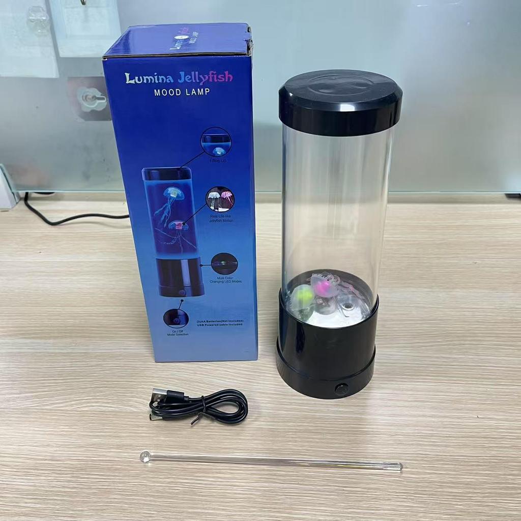 USB LED Jellyfish Night Light: Seven-Color Changing Fish Tank Lamp for Romantic Atmosphere