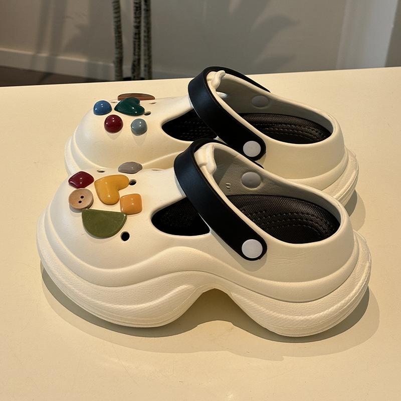 Height increase 7cm hole shoes women's summer new outer wear small waist thick sole non-slip bag head slippers