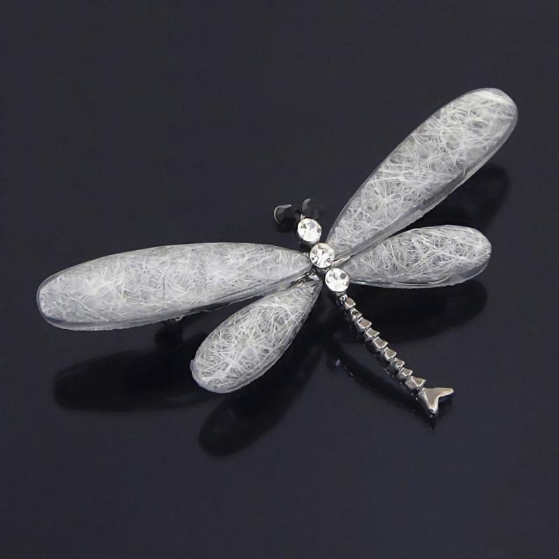 Retro European & American Brushed Acrylic Crystal Dragonfly Brooch - Exaggerated Personality Electroplated Black Dragonfly Pin Accessories