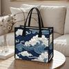Vintage Wave Pattern Tote Bag Portable Casual Daily Shopping Shoulder Bag