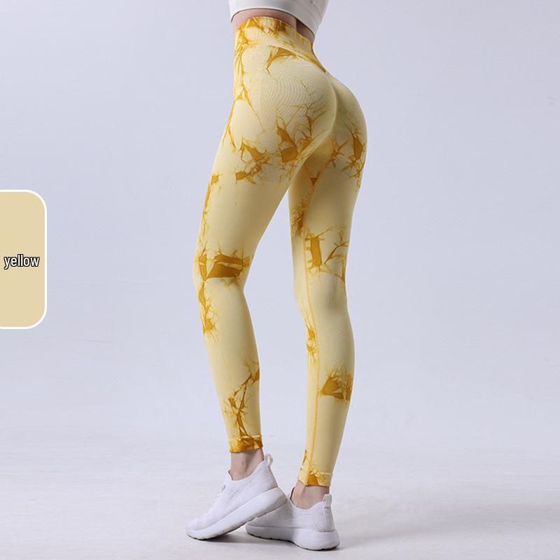 

Европейские и американские бесшовные леггинсы для йоги с высокой талией и эффектом пуш-ап для женщин Small жёлтый