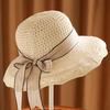 Fashion Women Sun Hats Straw Hat Female Ribbon Bow-knot Wide Brim Beach Hat Casual Summer Shade Cap