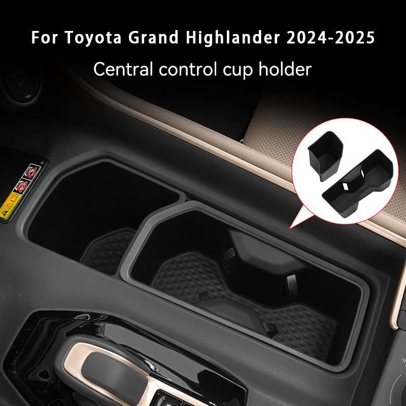 For Toyota Grand Highlander 2024-2025 Central Control Water Cup Holder Silicone Black Car Seat Water Drinks Holder Storage Box