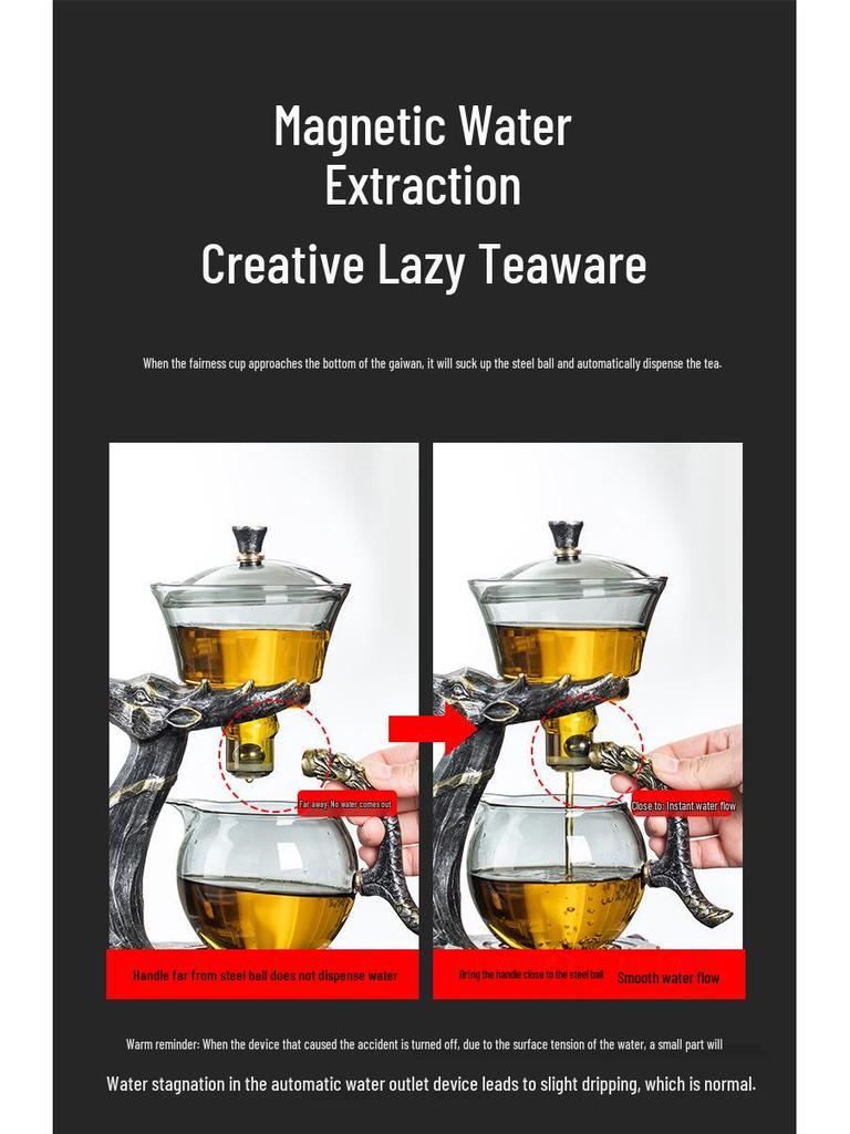 2025 High-End Automatic Glass Tea Set with Magnetic Teapot and Kung Fu Cups