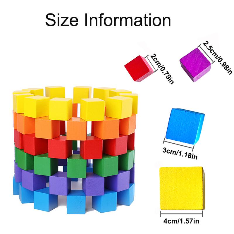 

2cm/2.5cm/3cm/4cm Cube Blocks Cubic Geometric Space Logical Thinking Game Kids Wood Building Block Educational Toys for Children 2cm-30pcs