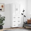 Vidaxl Display Cabinet, White, 69.5X34X180 Cm, Wood-Based Material