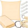 Sunshade Square Canopy Sail Awning Beige Waterproof Uv 5x5 M
