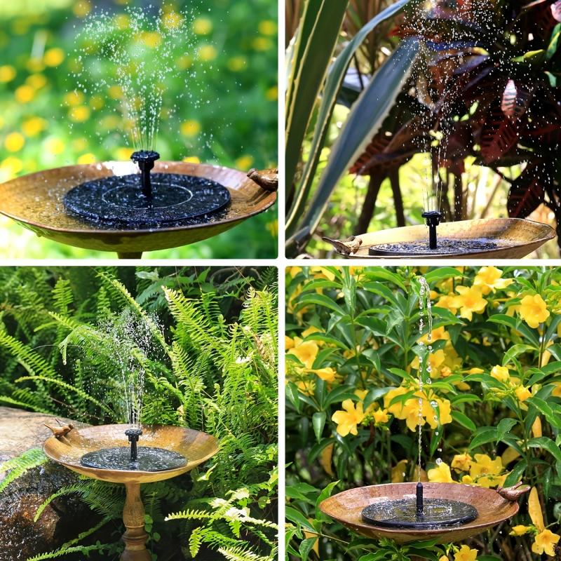 2.5w Outdoor Solar Fountain with 6 Nozzles  Decorative Durable  for potted plants small flower beds and vegetable gardens
