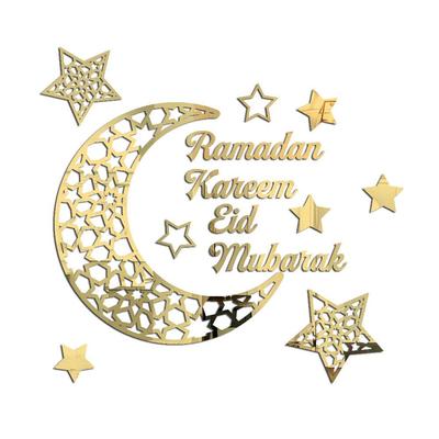 Ramadan-Mondsichel Acrylspiegel-Aufkleber 3D Selbstklebender Wandaufkleber für Türen Fenster Schränke