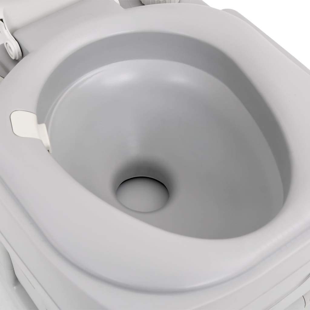 Vidaxl WC Portatile da Campeggio, Grigio-Bianco, 22+12 L, Hdpe