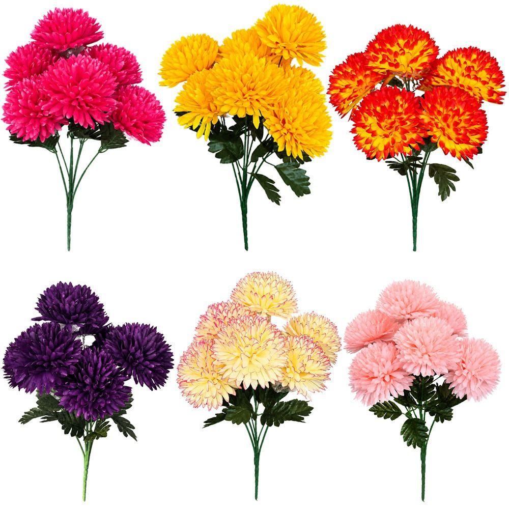 Multicolor Chrysanthemum Artificial Flower 7 Heads Decorative Flower Faux Floral Event Supplies