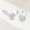 925 Sterling Silver Sweet Pink Bow Drop Earrings Women Earrings Charm Fashion Versatile Party Jewelry Gifts