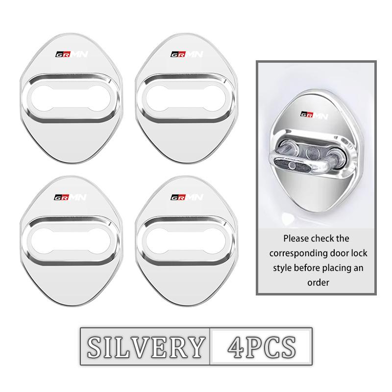 

For Toyota 4Pcs Stainless Steel Car Door Lock Cover Case Stickers Accessories Crown GR GM Corolla YARIS Auris C-HR Hilux Vios