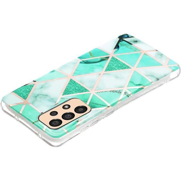 Coque de protection - BOOLING - pour Samsung Galaxy A33 5G - Motif Marbre Turquoise - Antichoc - 2 Verres Trempés