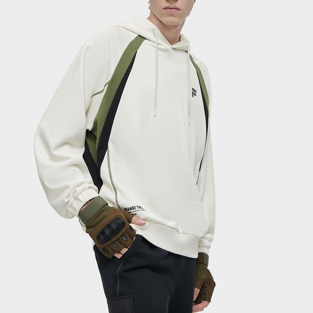 Fila Fusion Color Block Loose Fit Hoodie Men hoodies Light-Mist-Gray T11M341203FGY