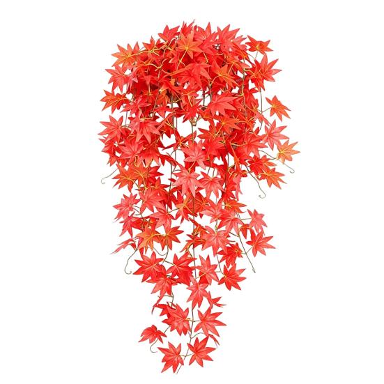Faux Maple Leaves for Autumn Decor 5?Fork Artificial Leaf Hanging Vine, Fake Foliage Wall Autumnal Festivals Plant, Simulated Greenery Vine