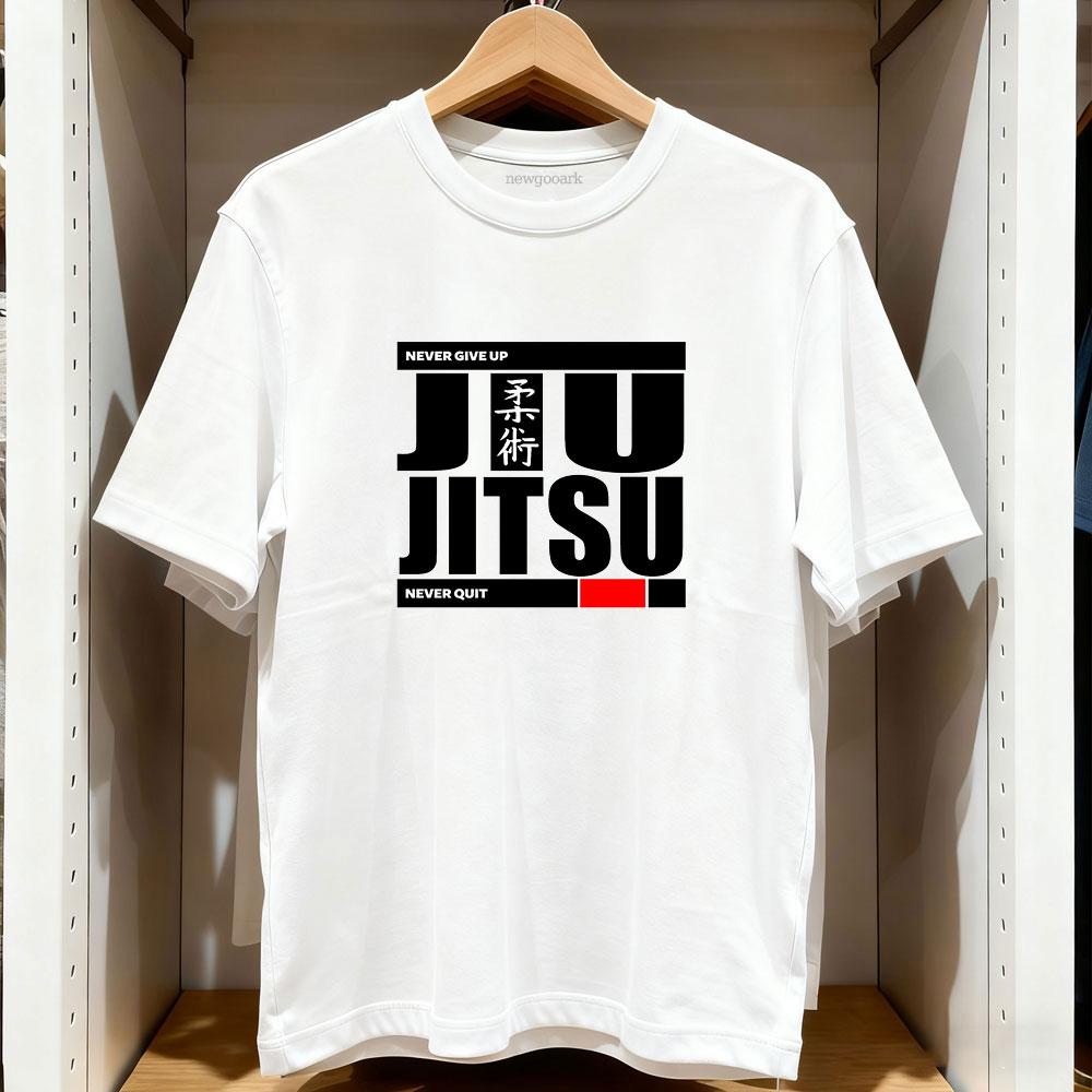 Джиу-джитсу Никогда не сдавайся Никогда не бросай Основная футболка Женская Мужская Повседневная Хлопковая Футболка с принтом Streetwear Camisetas Одежда Мужская S