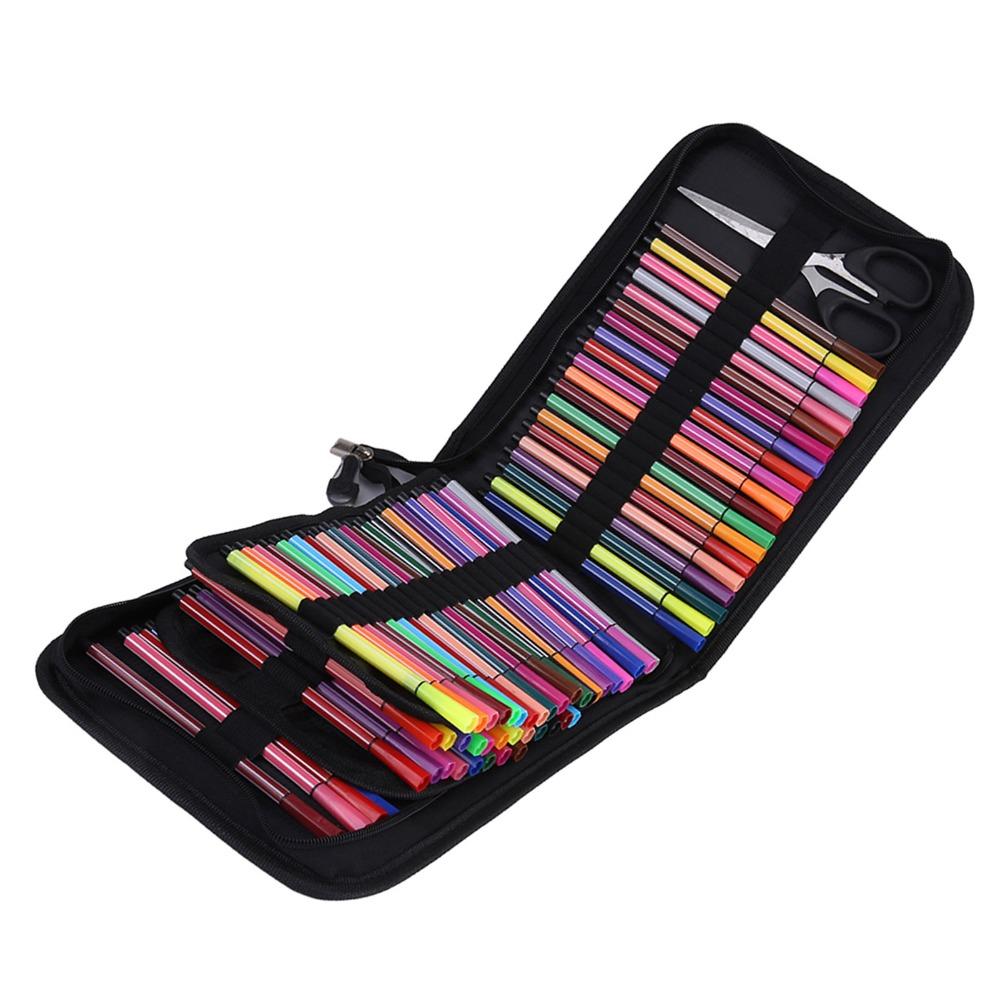 72/120 Slots Pencil Case Black Art Pencil Case Durable Pencil Case Organizer  Drawing