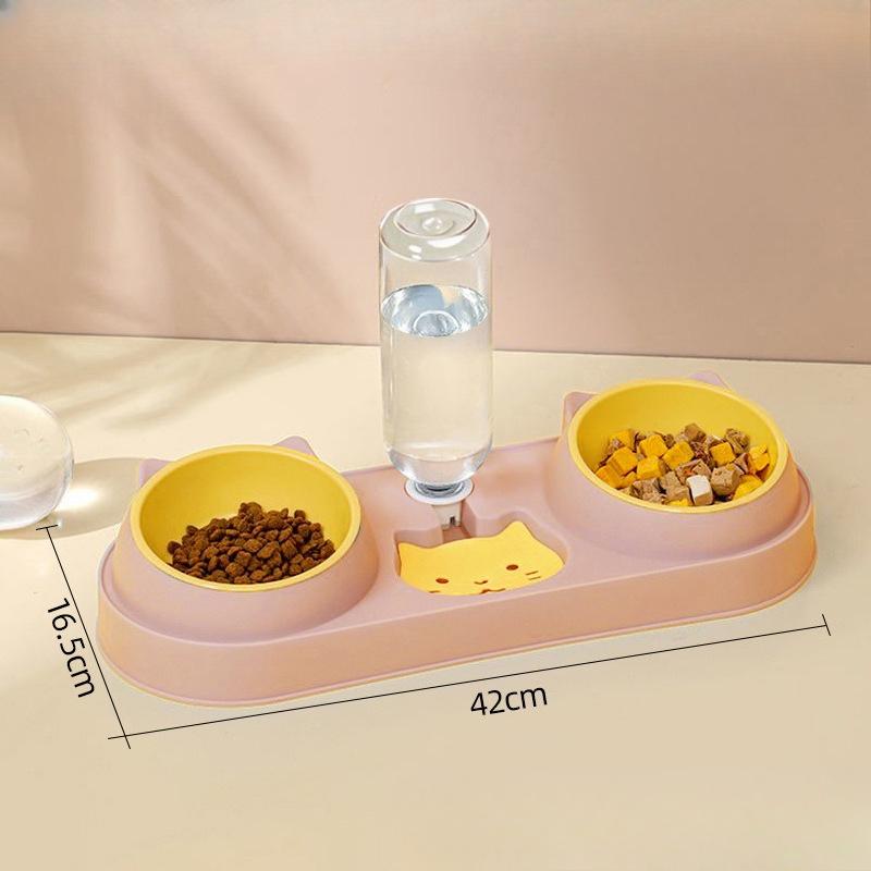 

Cat Bowl, Pet Bowl, Moisture-proof Mouth, Three-bowl Automatic Water Dispenser, Cat Bowl, Dog Food Bowl, Anti-knock Tableware розовый