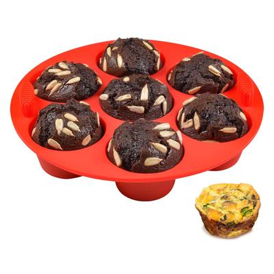 Moldes de Silicona para Muffins de Freidora de Aire 7 Cavidades Moldes de Silicona para Hornear Bandejas Antiadherentes para Hornear Molde para Tartas de Pan Moldes para Pasteles de Cocina