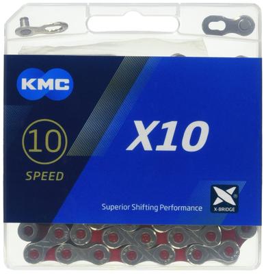 KMC X10 VIVID 10rychlostní řetěz Stříbrný/Červený