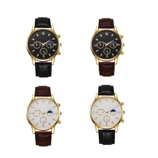 Men's Analog Quartz Watches Minimalist Three-Hand Watch Leather Strap Classic Business Watch for Fathers Husbands Gifts