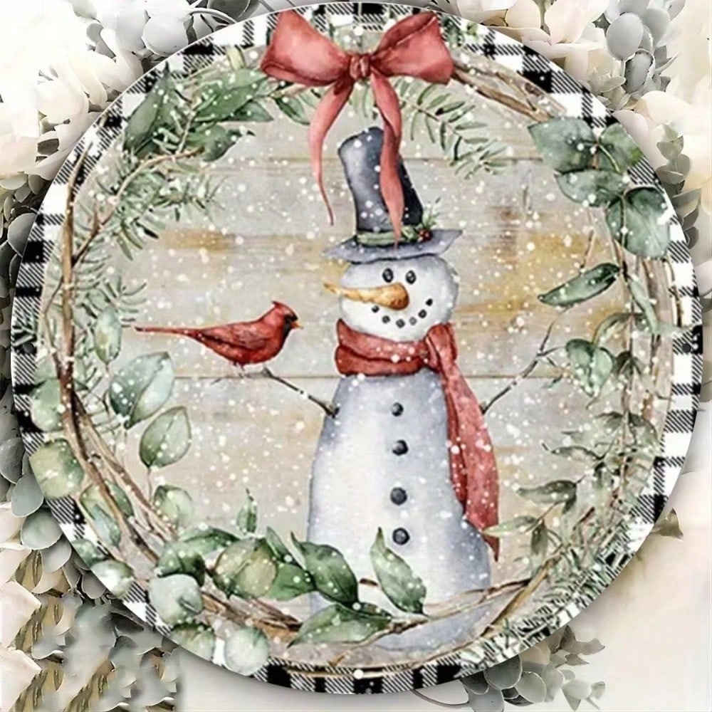 Rustic Snowman Cardinal Metal Wall Sign Iron Winter Wreath Christmas Indoor Outdoor Home Decor 20x20 разноцветный