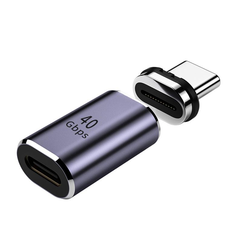 

Магнитный адаптер Type-c USB 4.0 C папа на мама Type-c Кабель-переходник Магнитное колено 40 ГБ 40GB straight