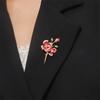 Shiny Crystal Zircon Flower Pearl Brooch For Women Pink Purple Peach Blossom Red Rose Rhinestone Corsage Pins Party Jewelry Gift