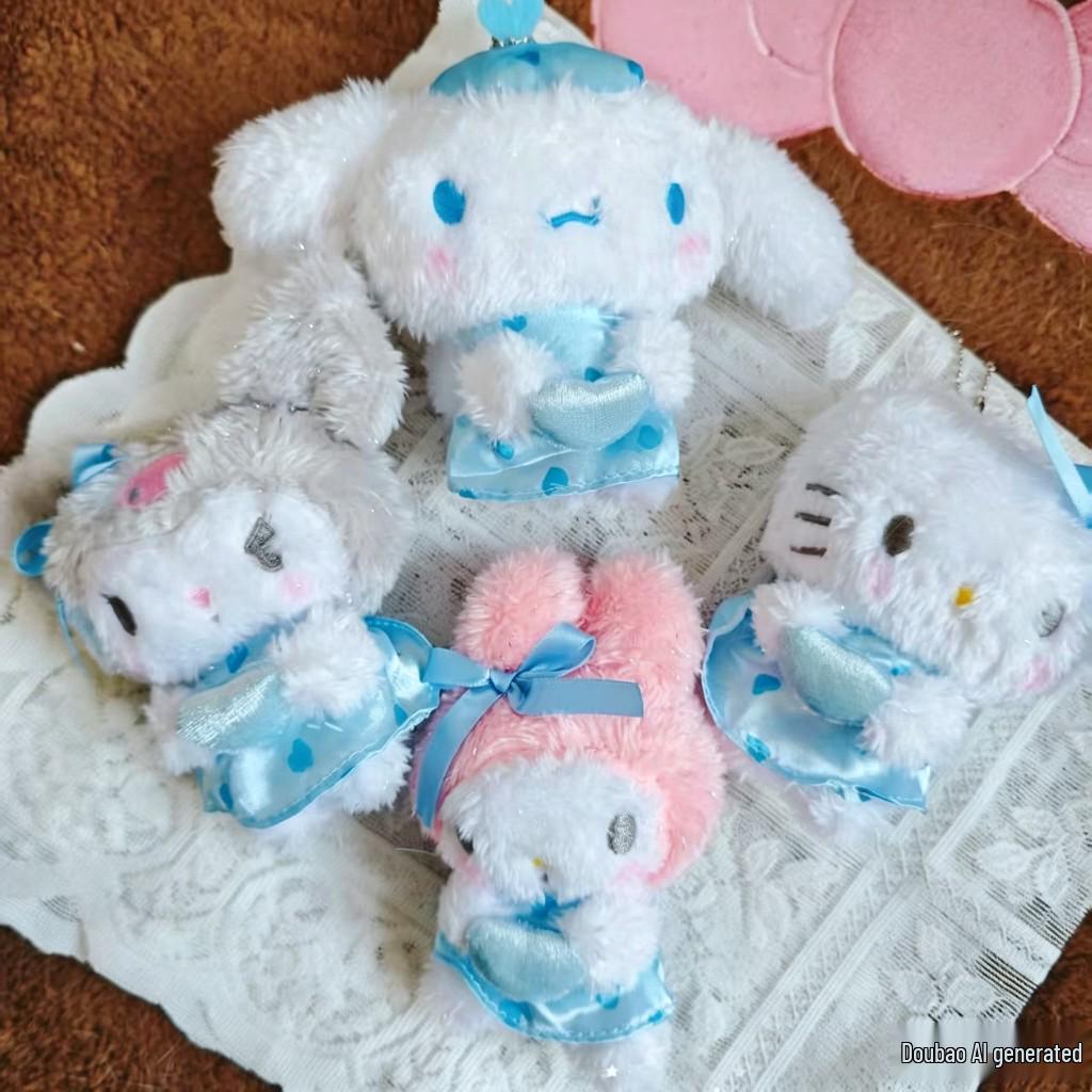 Kuromi, Cinnamoroll, and My Melody Heart Cupid Plush Bag Charm