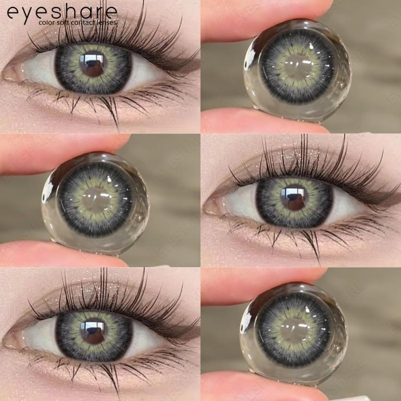EYESHARE 2pcs Brown Series Contact Lenses Gray Pupils Natural Color Lens with Case Beauty Women