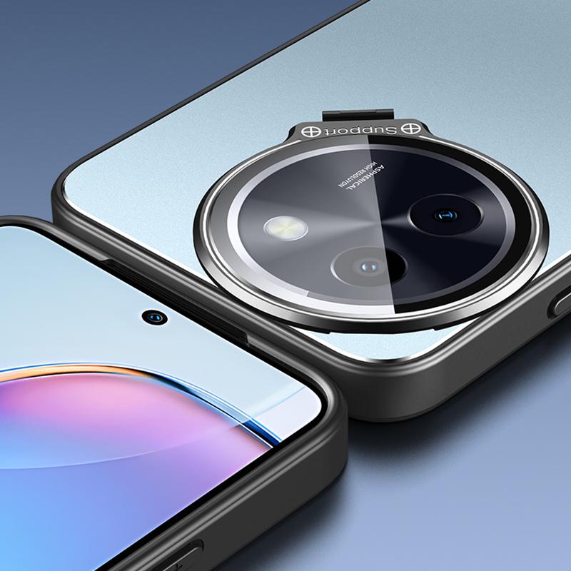 For Vivo Y200i 5G Case with Lens Kickstand Shockproof PC+TPU Phone Cover