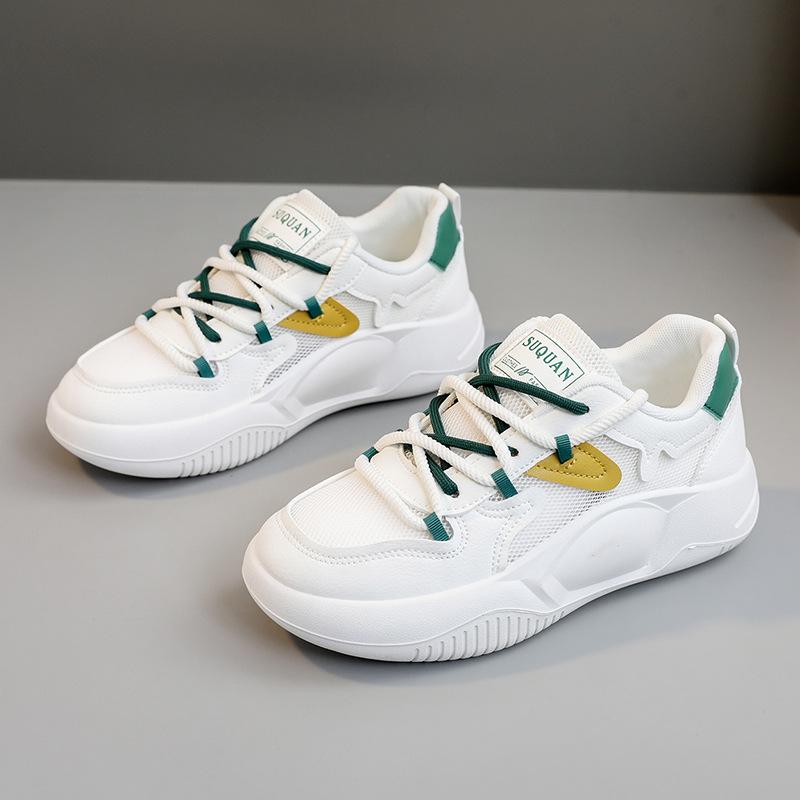 

K8656 Новые белые туфли, женские летние туфли с приподнятой подошвой и сетчатой ​​поверхностью, туфли для досок, студенческая модная обувь с открытой дышащей сеткой 40