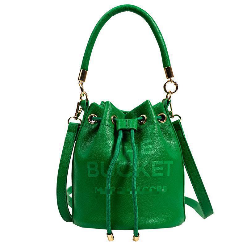ROBINE Leren Emmer Tas, 20x18x9cm Enkele Schouder Crossbody Tas met Meerdere Binnenvakken groen