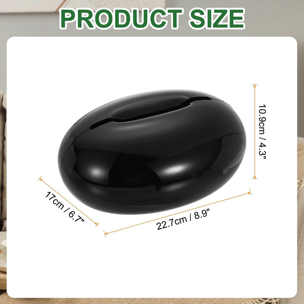 Uxcell Round Tissue Box Cover with Lid, Toilet Paper Holder for Bathroom, Bedroom, or Dresser, Black