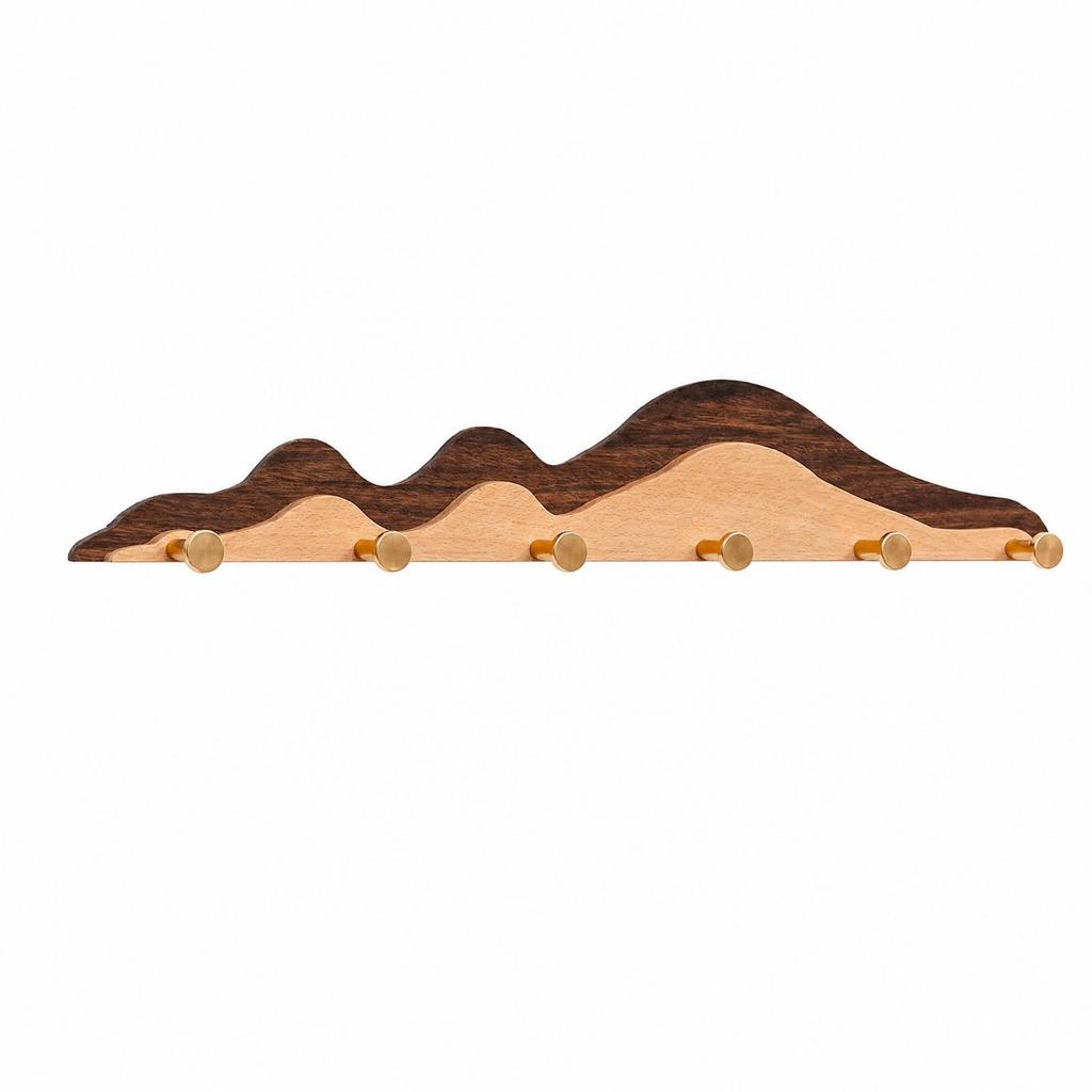 Wave-Shaped Wooden Wall Hanger Easy to Install for Bedroom, Hallway