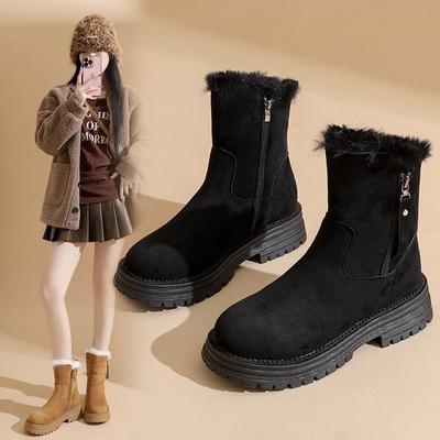 Internet Celebrity Snow Boots  New Winter Thick Soles Heightened Fleece Thickened Warm Comfortable Fashion Martin Boots
