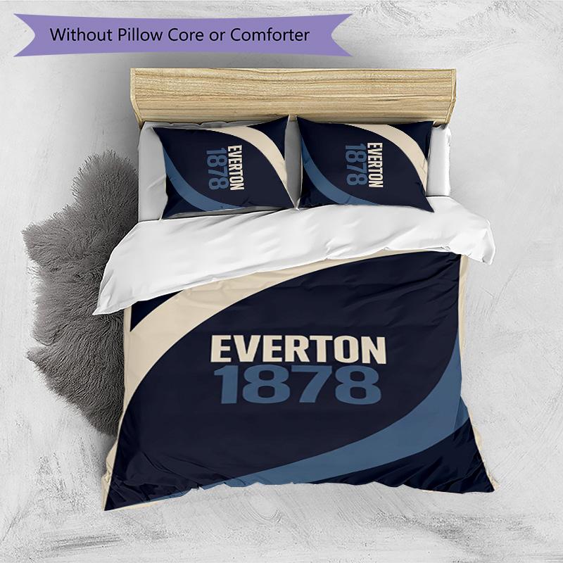 Set Lenzuola Everton Football Stampato 3 Pezzi, Comodo Set Copripiumino per Camera da Letto Amico della Pelle