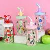 Hot Mixing Plastic Water Cup, Large Capacity Straw Cup, Student Portable and Easy To Use Cup, Dual-use Milk Coffee Gift Liyi