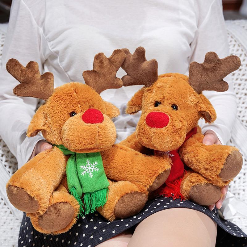 Christmas Scarf Elk Doll Plush Toy Deer Sika Deer Doll Girl Company Soothing Doll