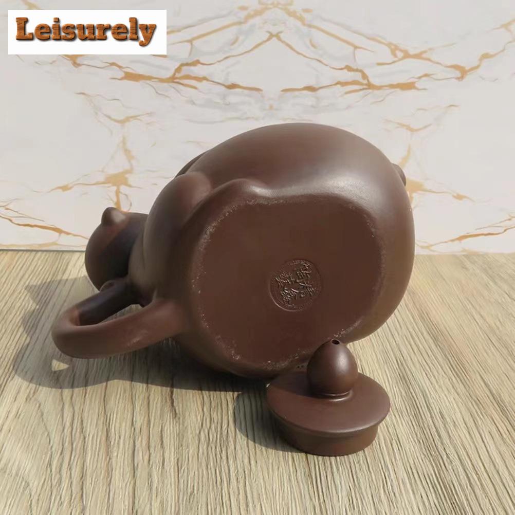 320ml Handmade Yixing Purple Clay Teapots Handmade Monkey Longevity Peach Pot Raw Ore Purple Mud Kettle Chinese Zisha Tea Set