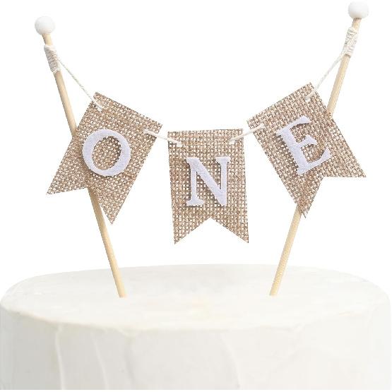 Handmade “ONE” Birthday Cake Topper - 1st First Birthday Cake Bunting - 1st Birthday Celebration, Cake Smash And Photo Prop(11in*8.5in. Suitable