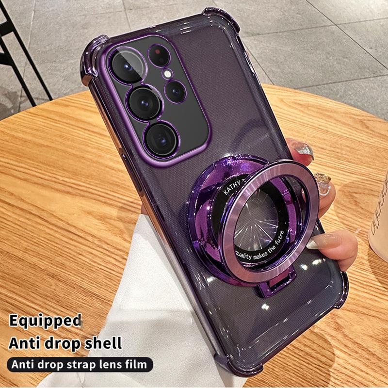 Shockproof Transparent Magnetic Bracket Case for Samsung S25 S24 23 S22 S21 Ultra Plus S25 S23 FE A17 A07 A06 A56 A36 A16 A55 A35 A25 A15 A54 A53 A14