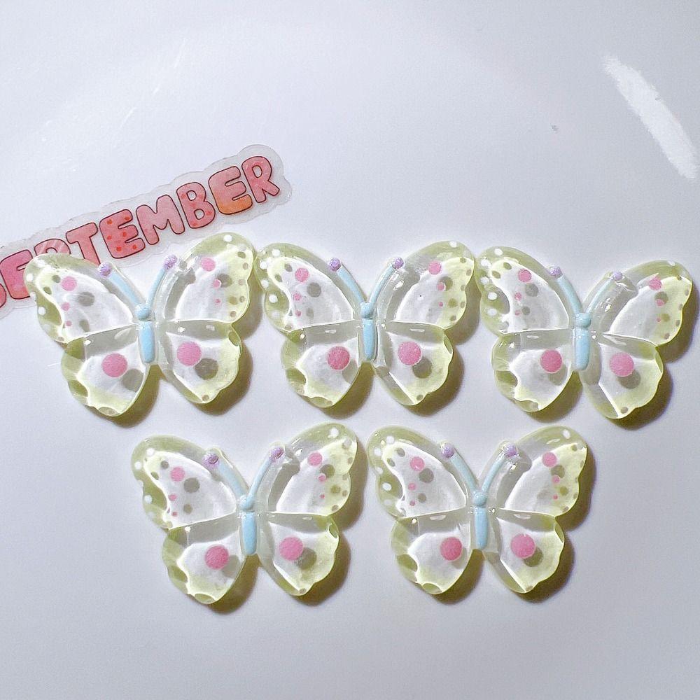 10Pcs Kawaii Butterfly Acrylic Patch Handmade Clothing Jewelry Decor DIY Hairpin Patches Stationery