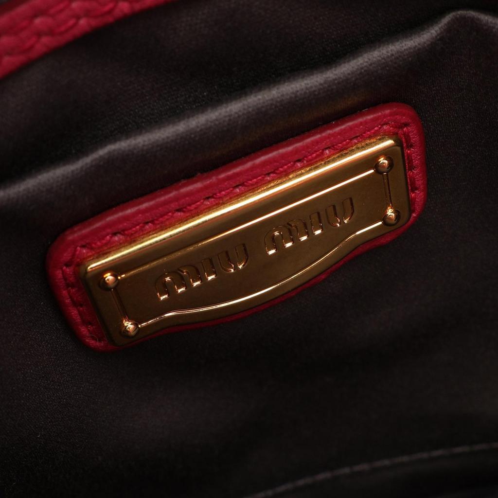 Used Miu Miu VITELLO CARIBU 2WAY Handbag RN0757 Leather Pink Used Women